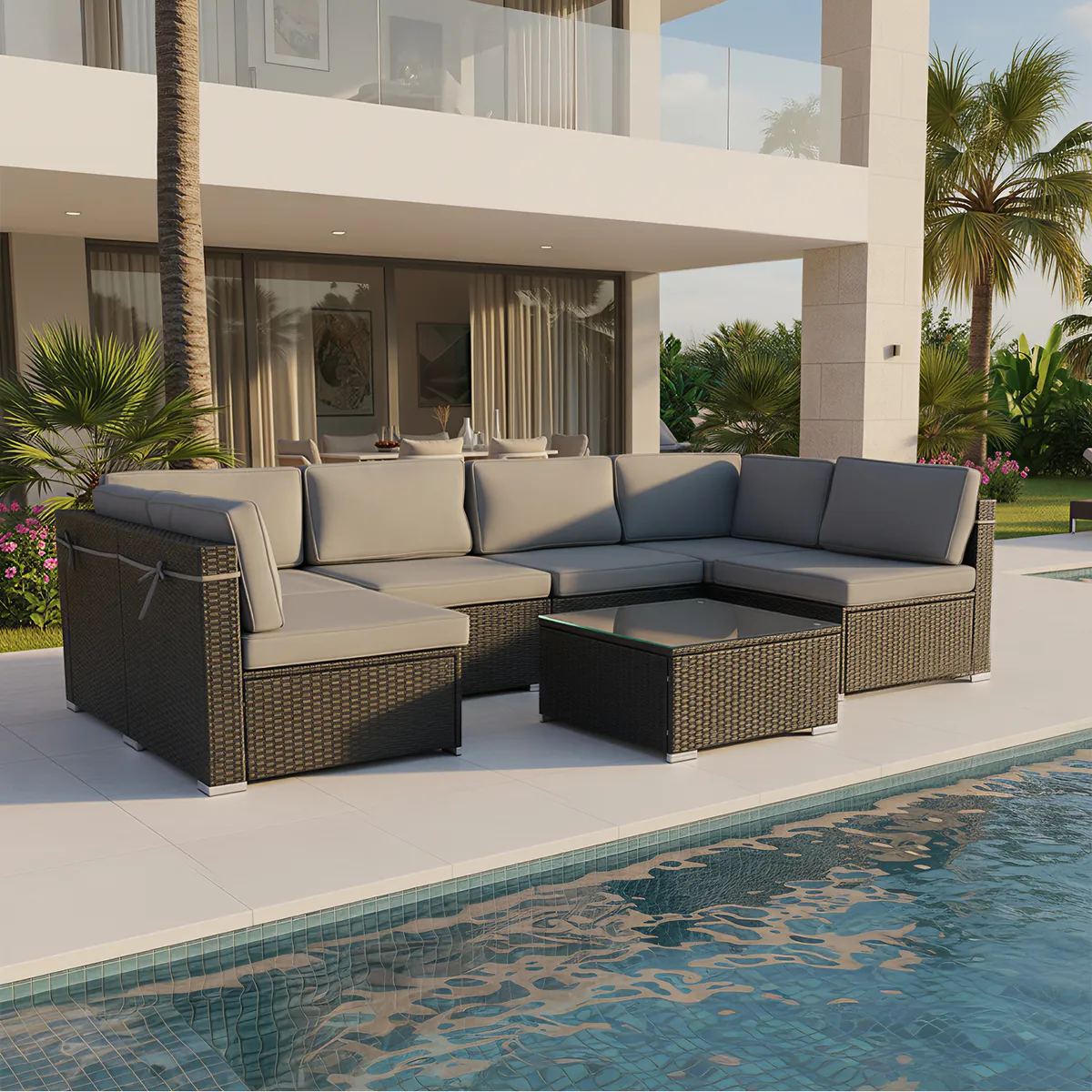 ROHE - Juegos De Terraza ROHE Design Bahía Serena 7 Piezas Café