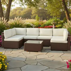 ROHE - Juegos De Terraza Design Bahía Serena 7 Piezas Café