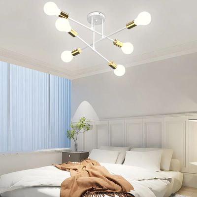 Imagen 2 del producto Soporte para Lámpara de Techo 6 Brazos Ajustables Estructura Metálica Fácil Instalación blanco