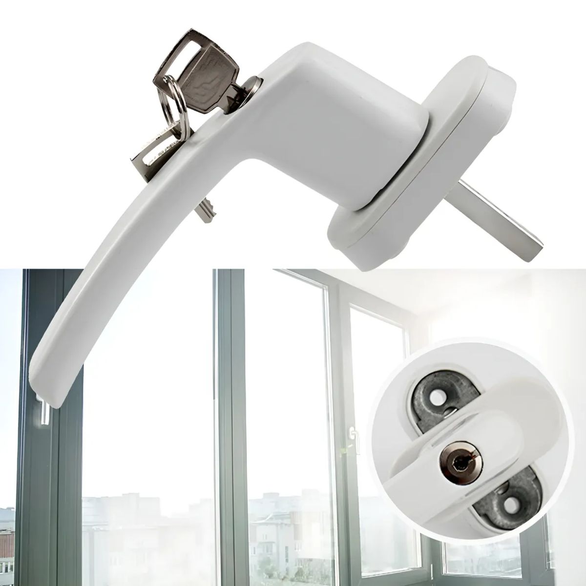 GENERICO - Manilla Cremona Recta Lisa  Con Llave  Ventana PVC y Aluminio