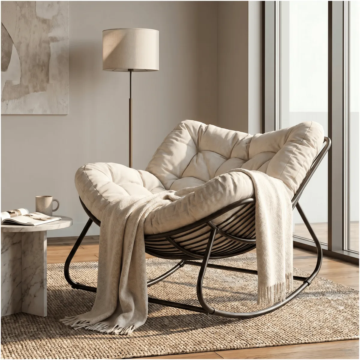 HOMER DESIGN - Sillon Mecedor Silla Mecedora Sitial Moderna Talla Xl
