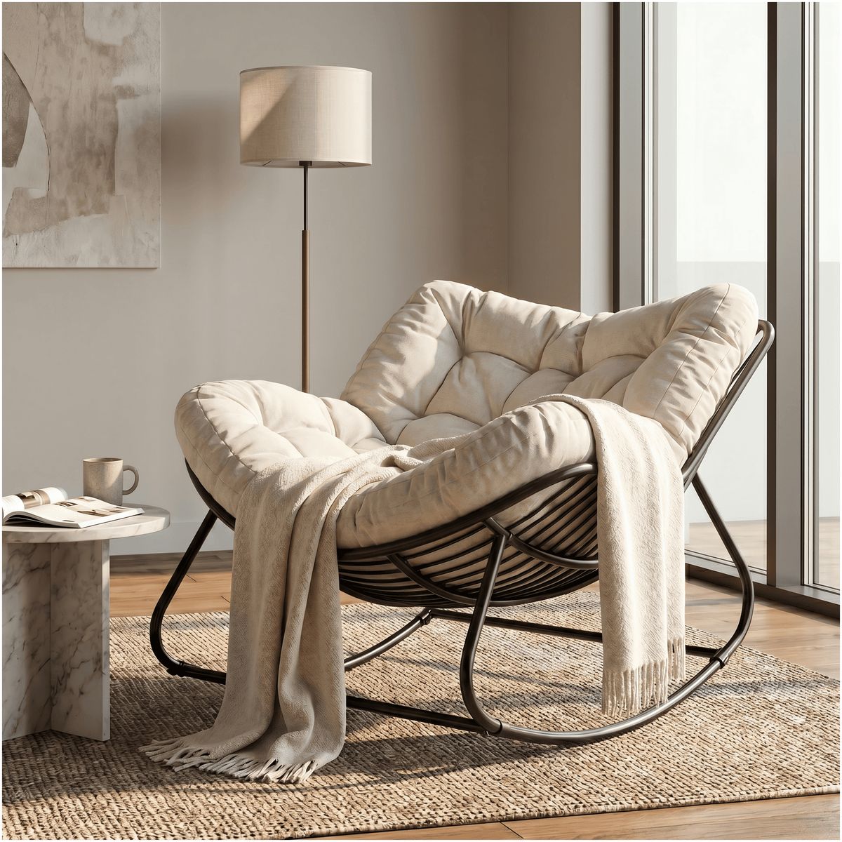 HOMER DESIGN - Sillon Mecedor Silla Mecedora Sitial Moderna Talla Xl