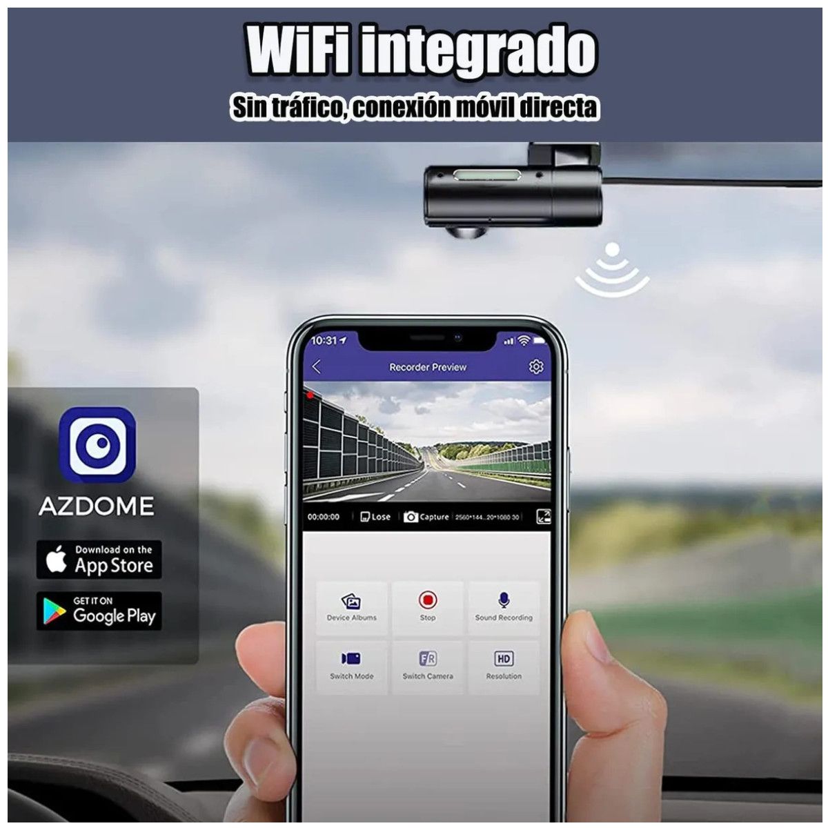 KUANGYE - Cámara Seguridad Automovil Hd 1080p Dashcamera 24 Hora