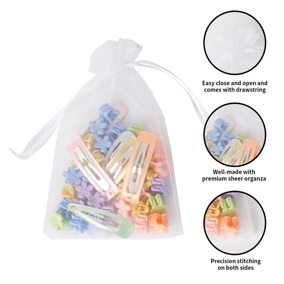 ATURE - Bolsas Organza 10x15 Cms Color Blanca Paquete 100 Unds