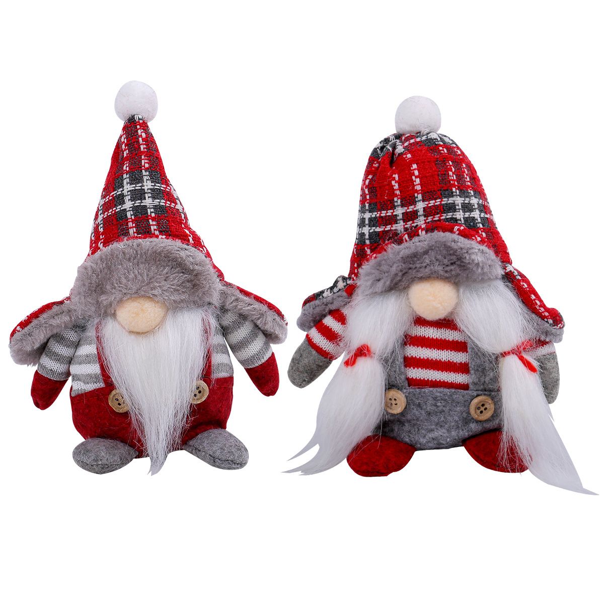 GANGLIAN - 2 Muñecos Rudolph Sin Rostro Tejidos, Con Gorro y Peto, Decoración para Todas las Estaciones