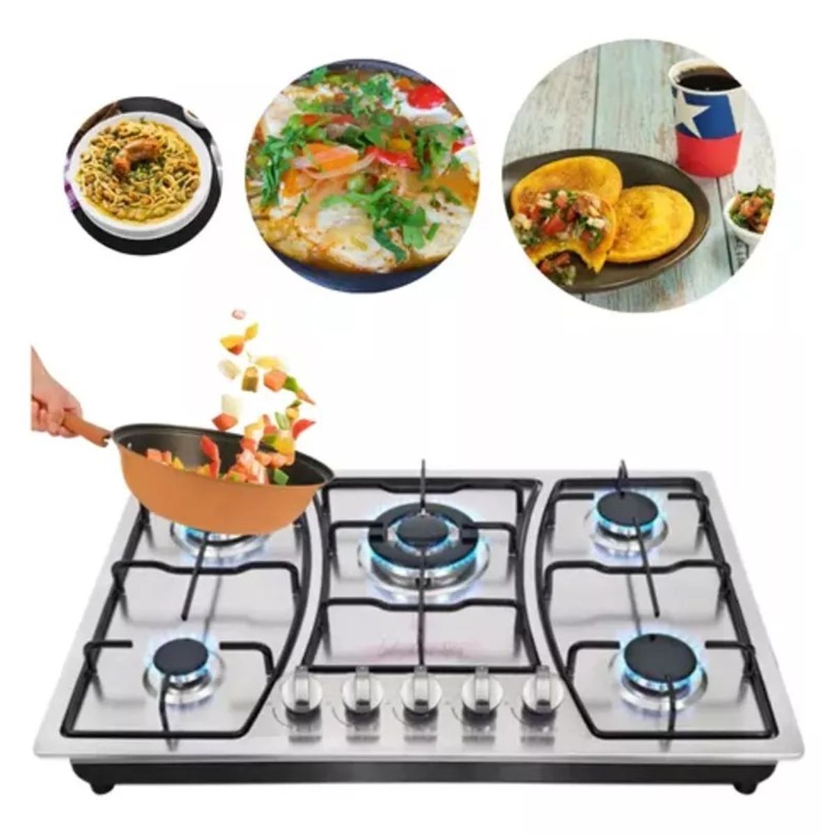 GENERICO - Encimera A Gas Acero Inoxidable Premium Line 5 Platos