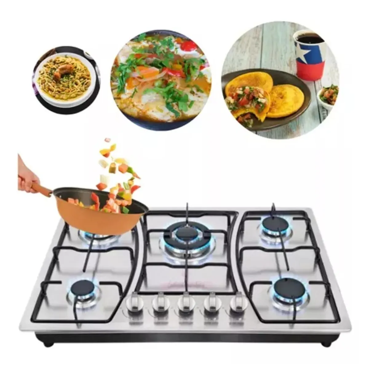 GENERICO - Encimera A Gas Acero Inoxidable Premium Line 5 Platos