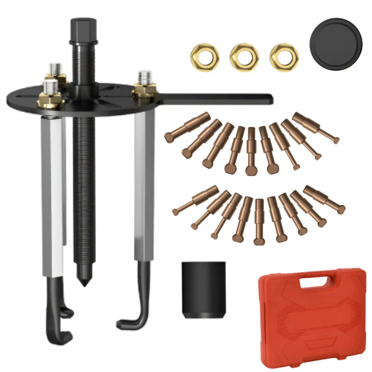 KUANGYE - Juego De Extractor Cojinetes 28Pcs,Extractor De 3 Mandíbulas Con Gancho Curvado Y Boquilla De Acero