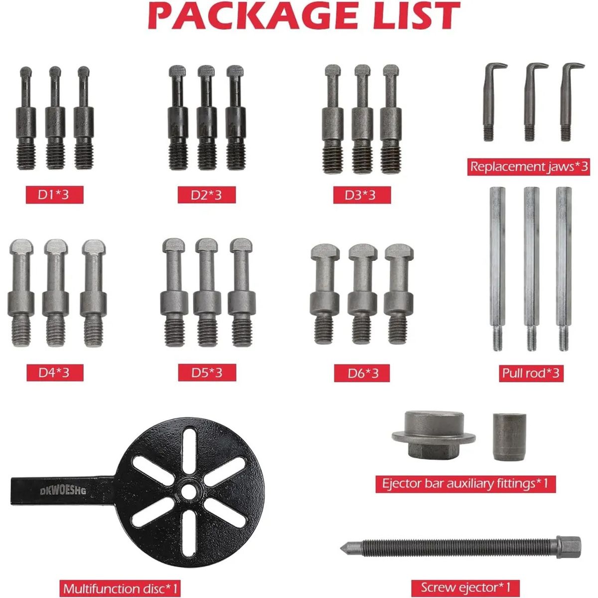 KUANGYE - Juego De Extractor Cojinetes 28Pcs,Extractor De 3 Mandíbulas Con Gancho Curvado Y Boquilla De Acero