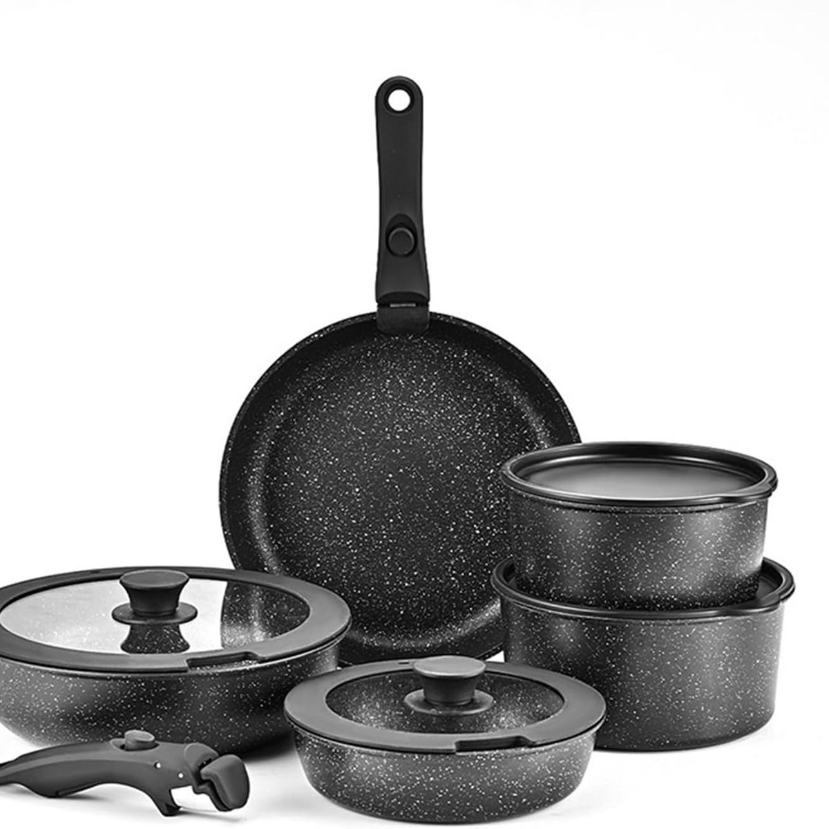 TATEE - Batería De Cocina 11 Piezas Doble Fondo Acero Inoxidable antiadherente