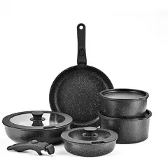 TATEE - Batería De Cocina 11 Piezas Doble Fondo Acero Inoxidable antiadherente