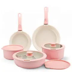 TATEE - Batería De Cocina 11 Piezas Doble Fondo Acero Inoxidable antiadherente