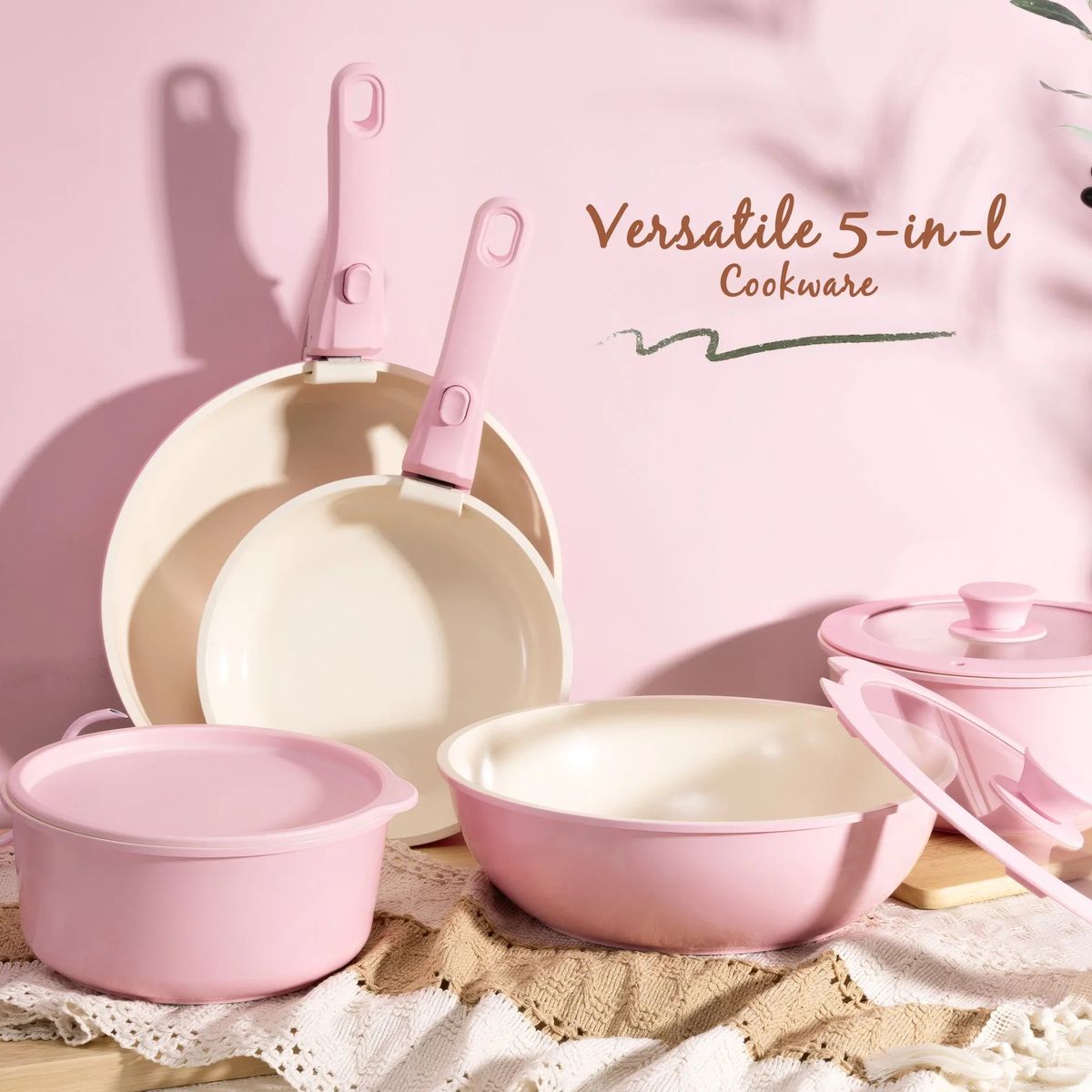 TATEE - Batería De Cocina 11 Piezas Doble Fondo Acero Inoxidable antiadherente