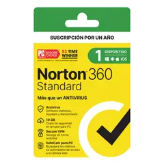 NORTON - Antivirus 360 Standard - 1 Dispositivo, 1 Año, PC/Mac/Móvil