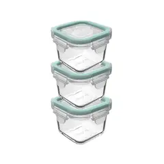 ALLEGRA - Set 3 Contenedores Hermeticos Vidrio 210mL Cuadrado