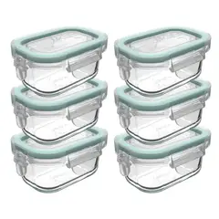 ALLEGRA - Set 6 Contenedores Hermeticos Vidrio 150mL Rectangular