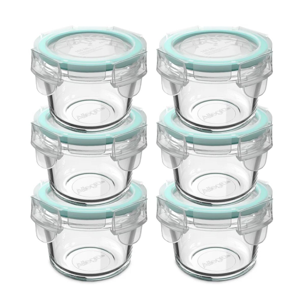 ALLEGRA - Set 6 Contenedores Hermeticos Allegra Vidrio 165mL Redondo