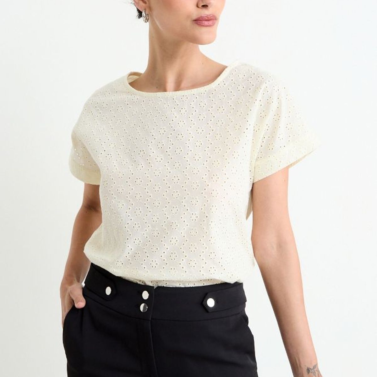 ASH - Polera Lisa Mujer Crudo Ash