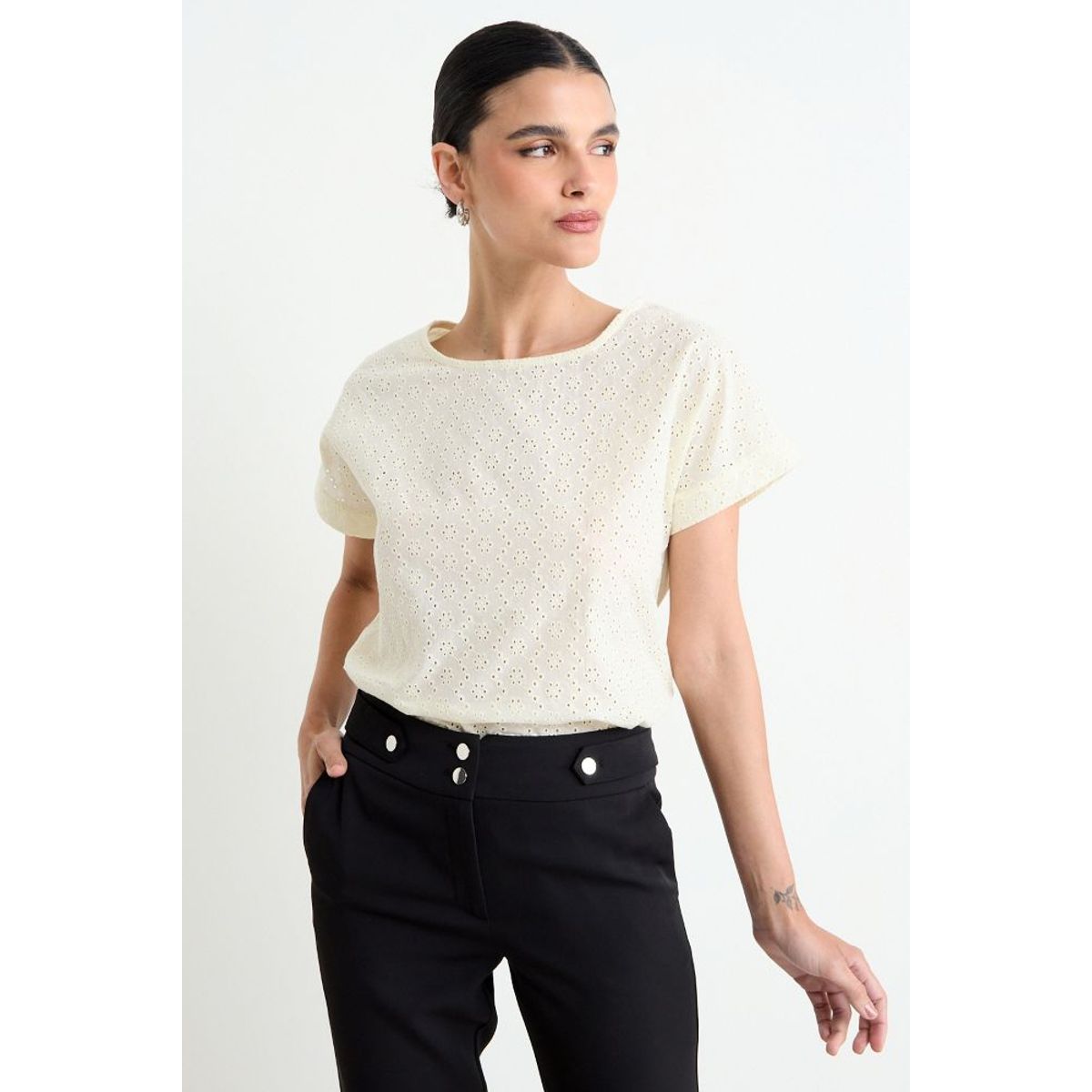 ASH - Polera Lisa Mujer Crudo Ash