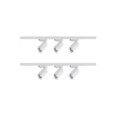 WANT - Lámpara Riel 6 Focos Luz Fría 2mt Unión Cilindro Blanco