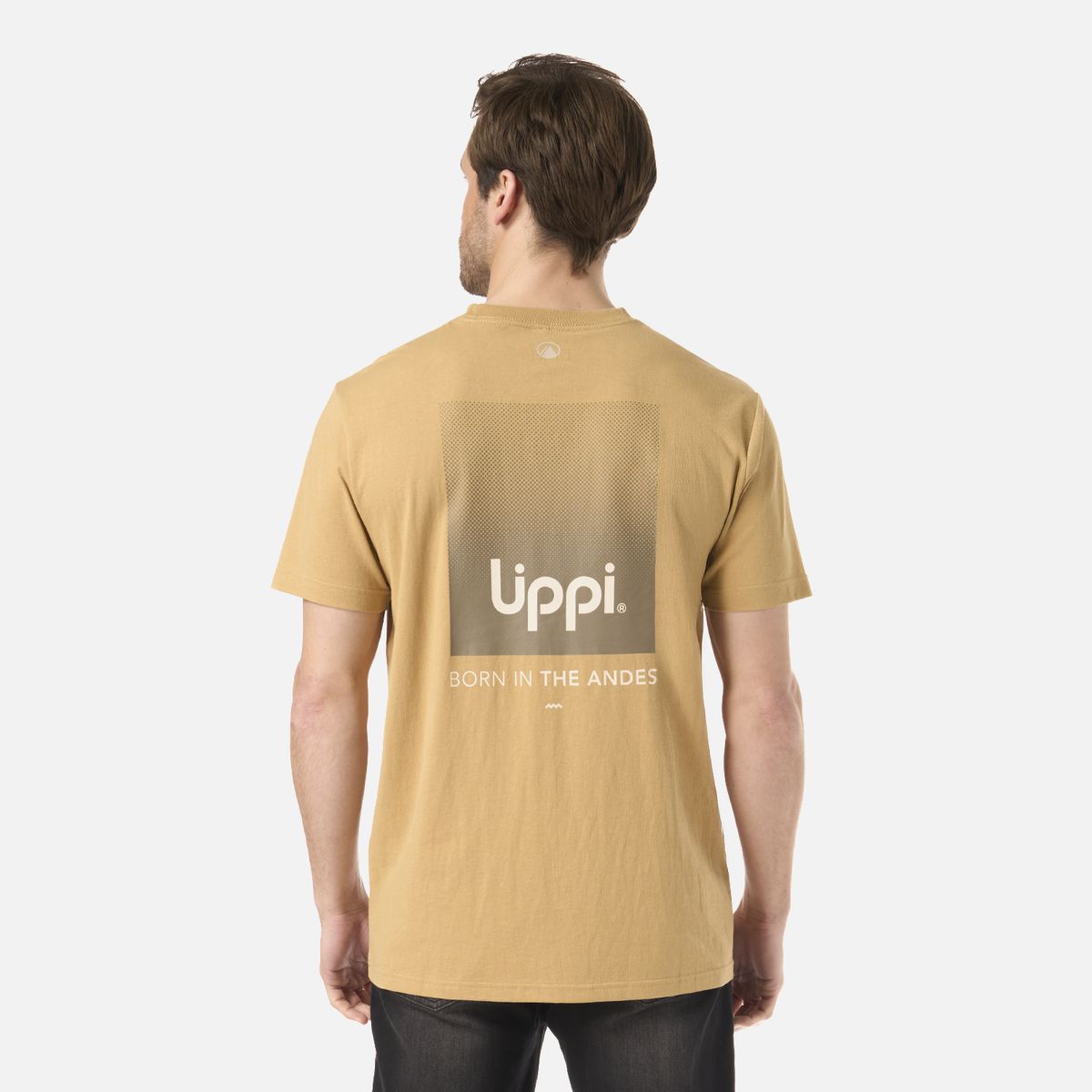 LIPPI - Polera Hombre Logo Lippi Back Print T-Shirt Camel Lippi