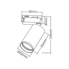 WANT - Lámpara Riel 8 Focos Luz Fría 2mt Unión Cilindro Blanco