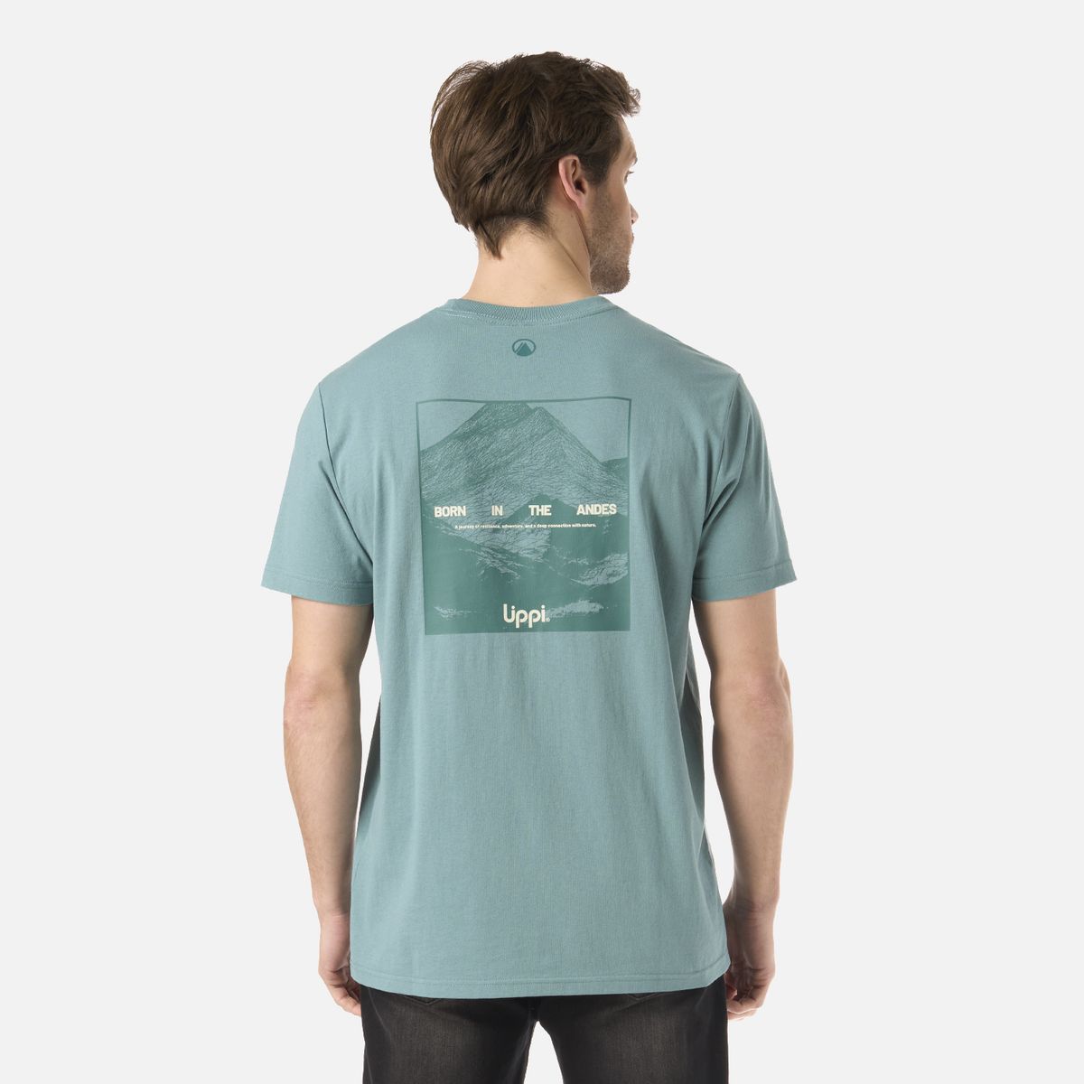 LIPPI - Polera Hombre Logo Lippi Back Print T-Shirt Turquesa Lippi