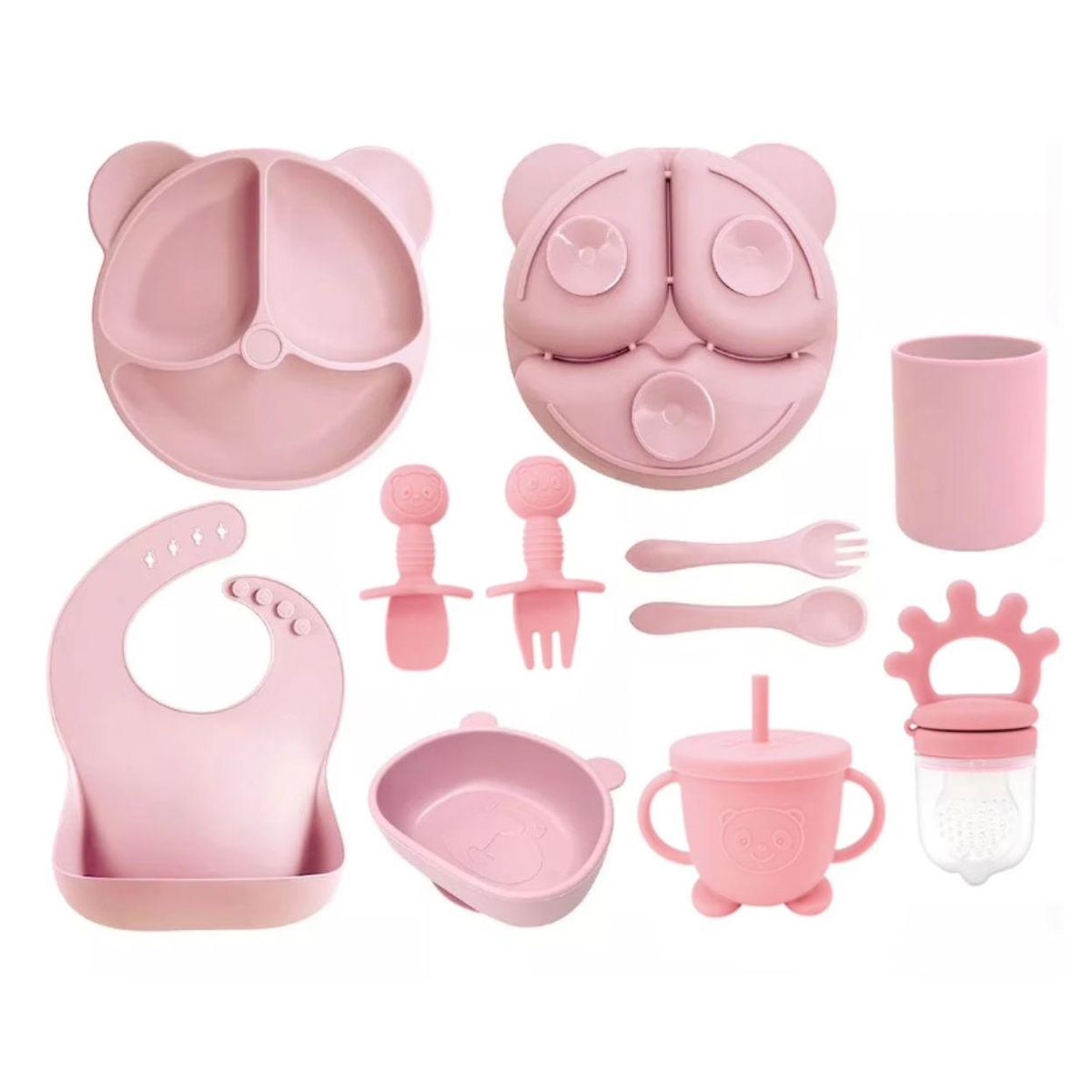 ATURE - Set 10pcs Alimentación Silicona Dividida Con Ventosa Bebés