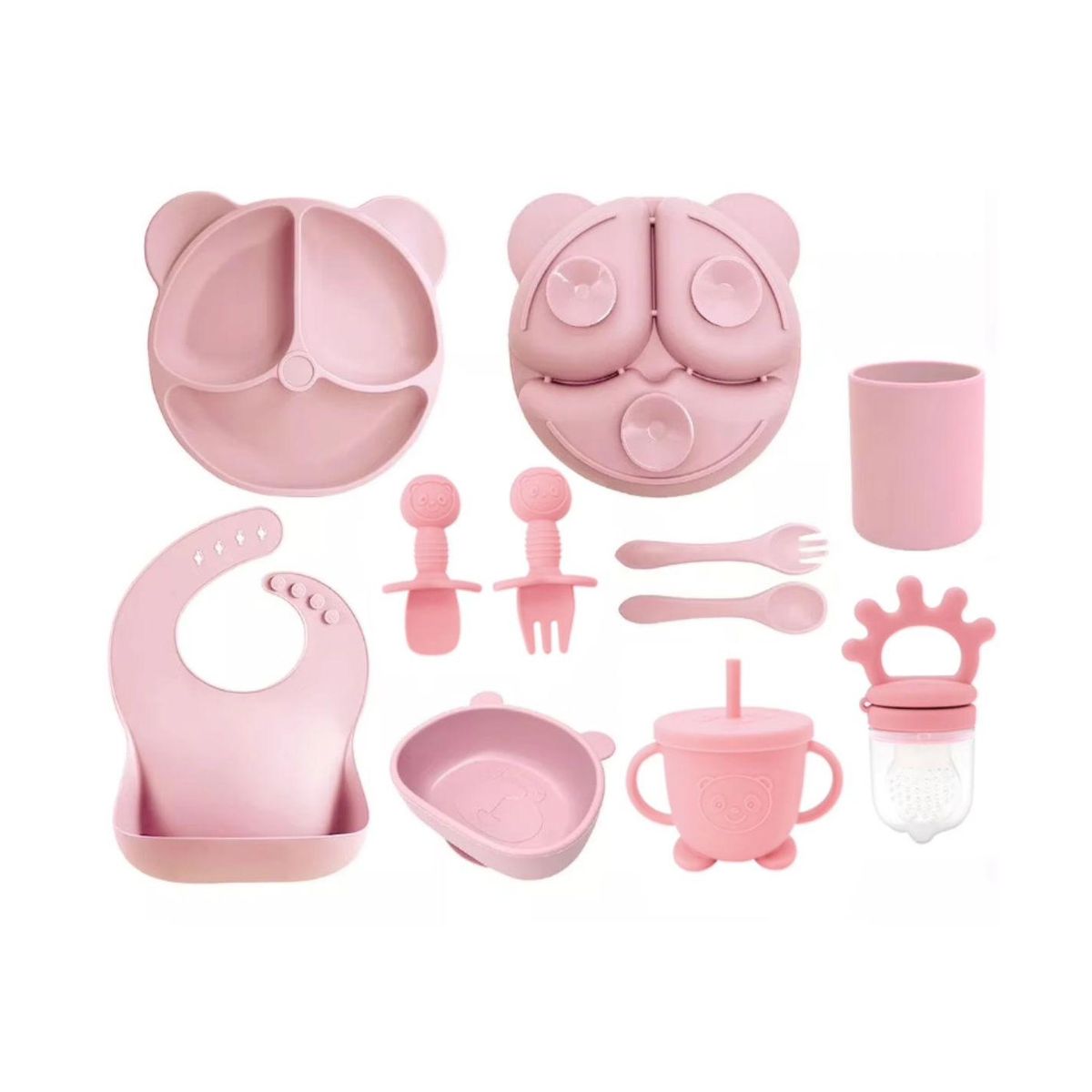 ATURE - Set 10pcs Alimentación Silicona Dividida Con Ventosa Bebés