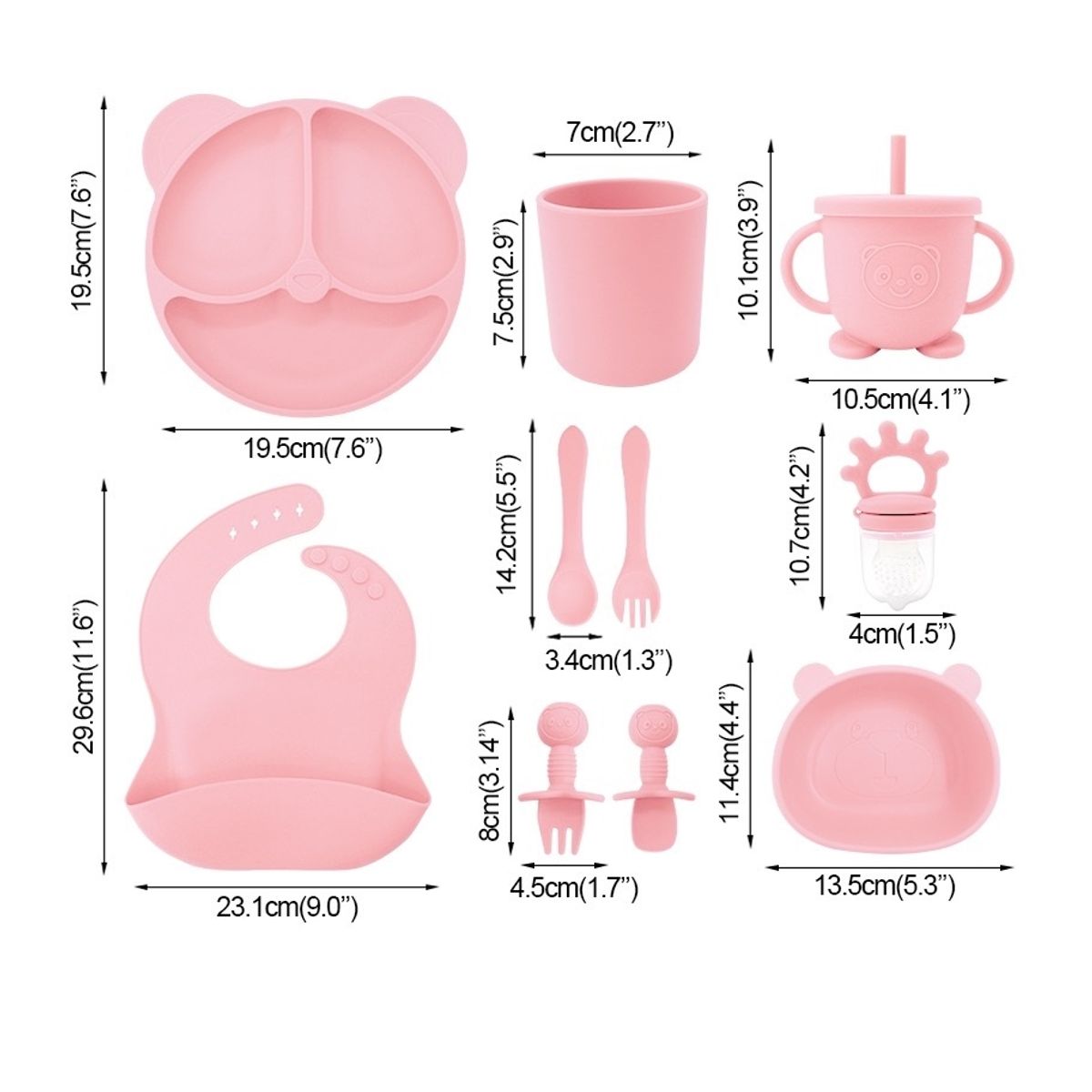 ATURE - Set 10pcs Alimentación Silicona Dividida Con Ventosa Bebés