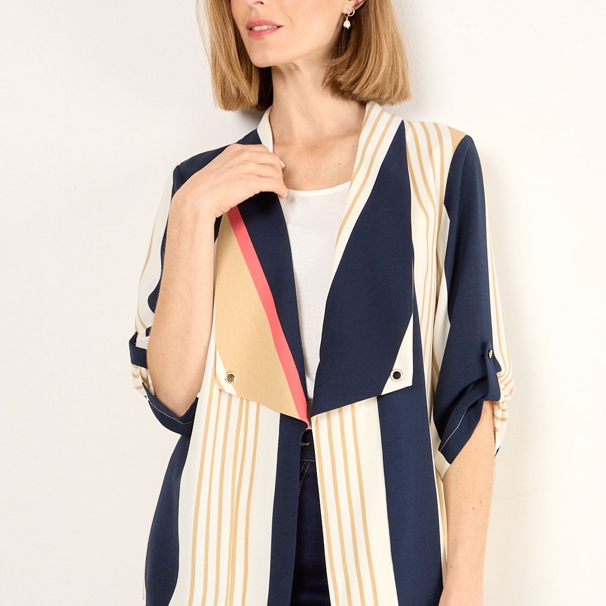 MA GRIFFE - Tapado Estampado Con Solapa Mujer Azul Magriffe