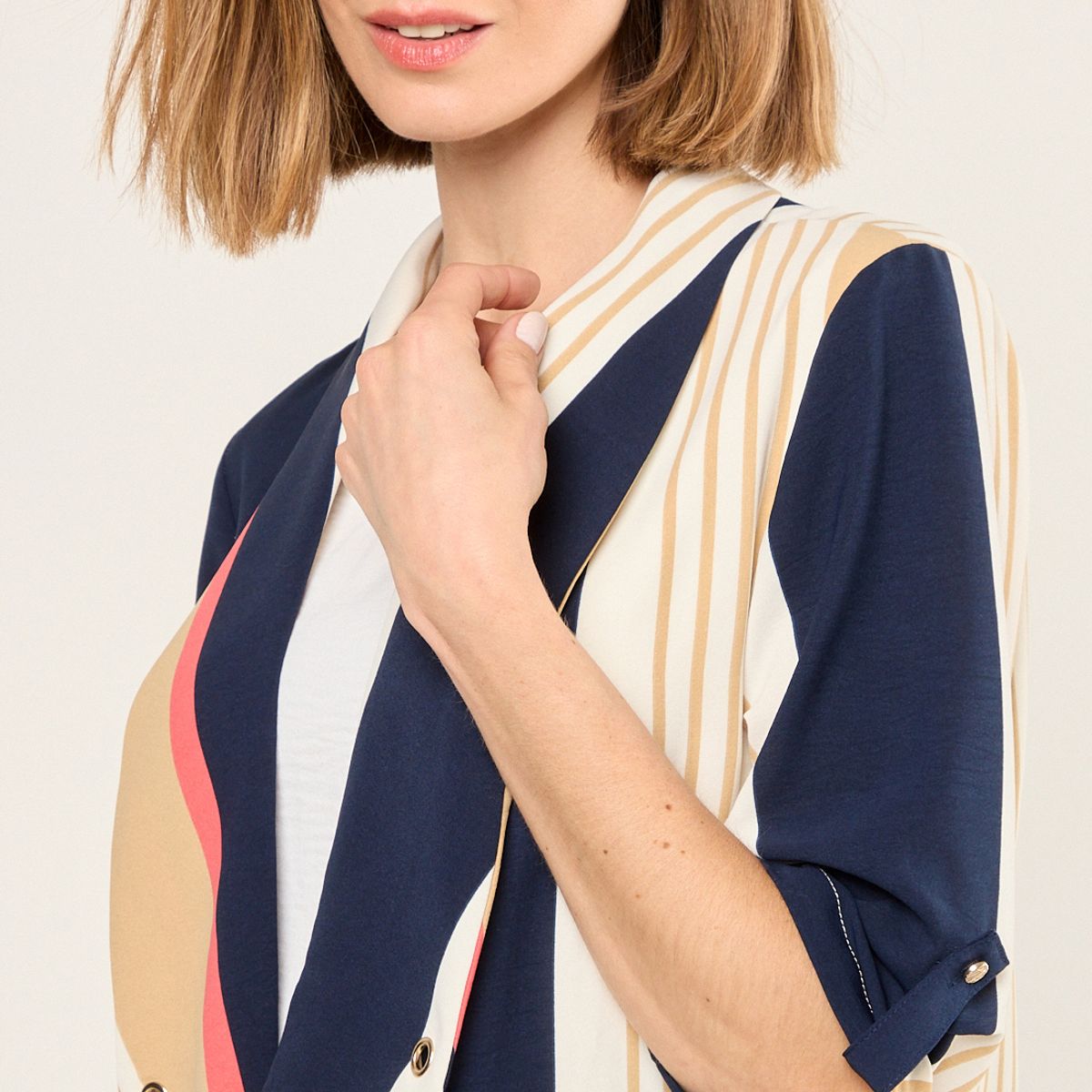 MA GRIFFE - Tapado Estampado Con Solapa Mujer Azul Magriffe