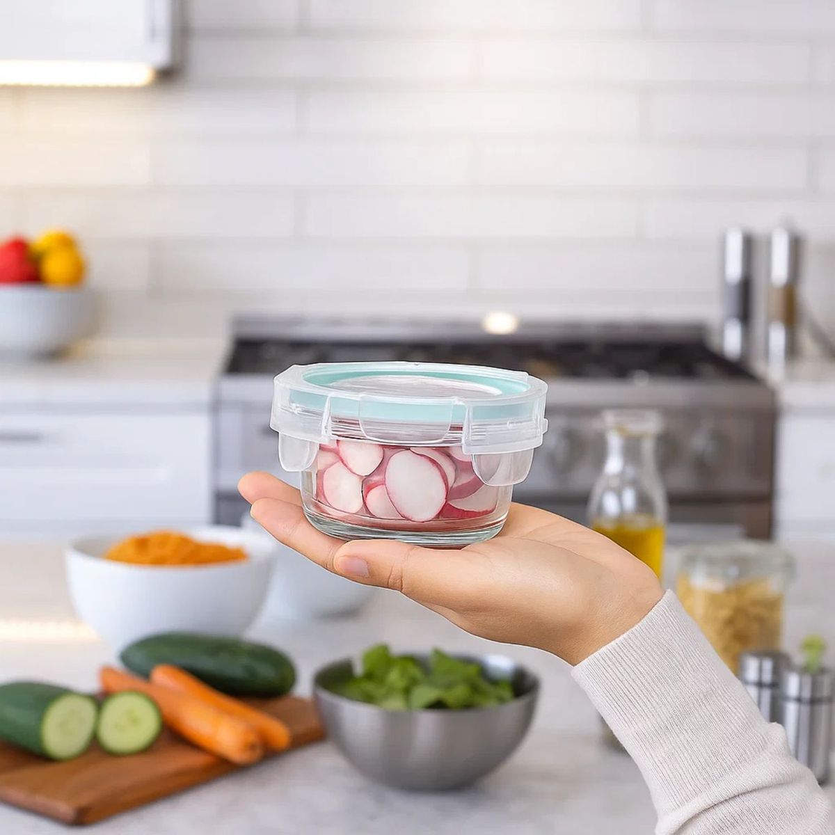 ALLEGRA - Contenedor Hermetico Allegra Vidrio 165mL Redondo Cocina