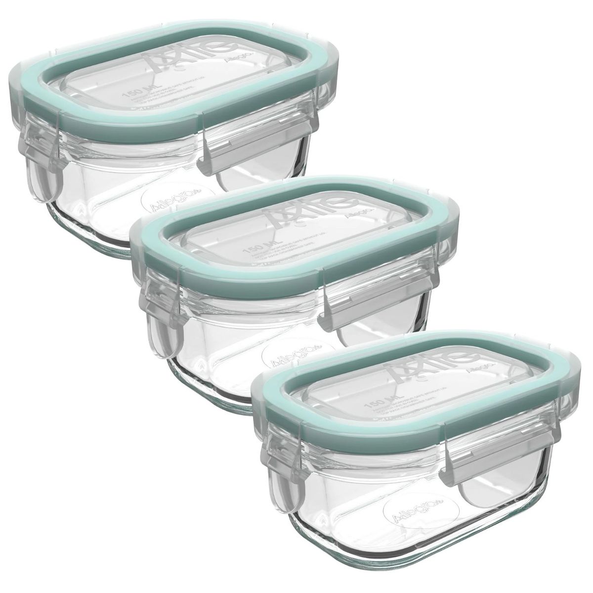 ALLEGRA - Set 3 Contenedores Hermeticos Allegra Vidrio 150mL Rectangular