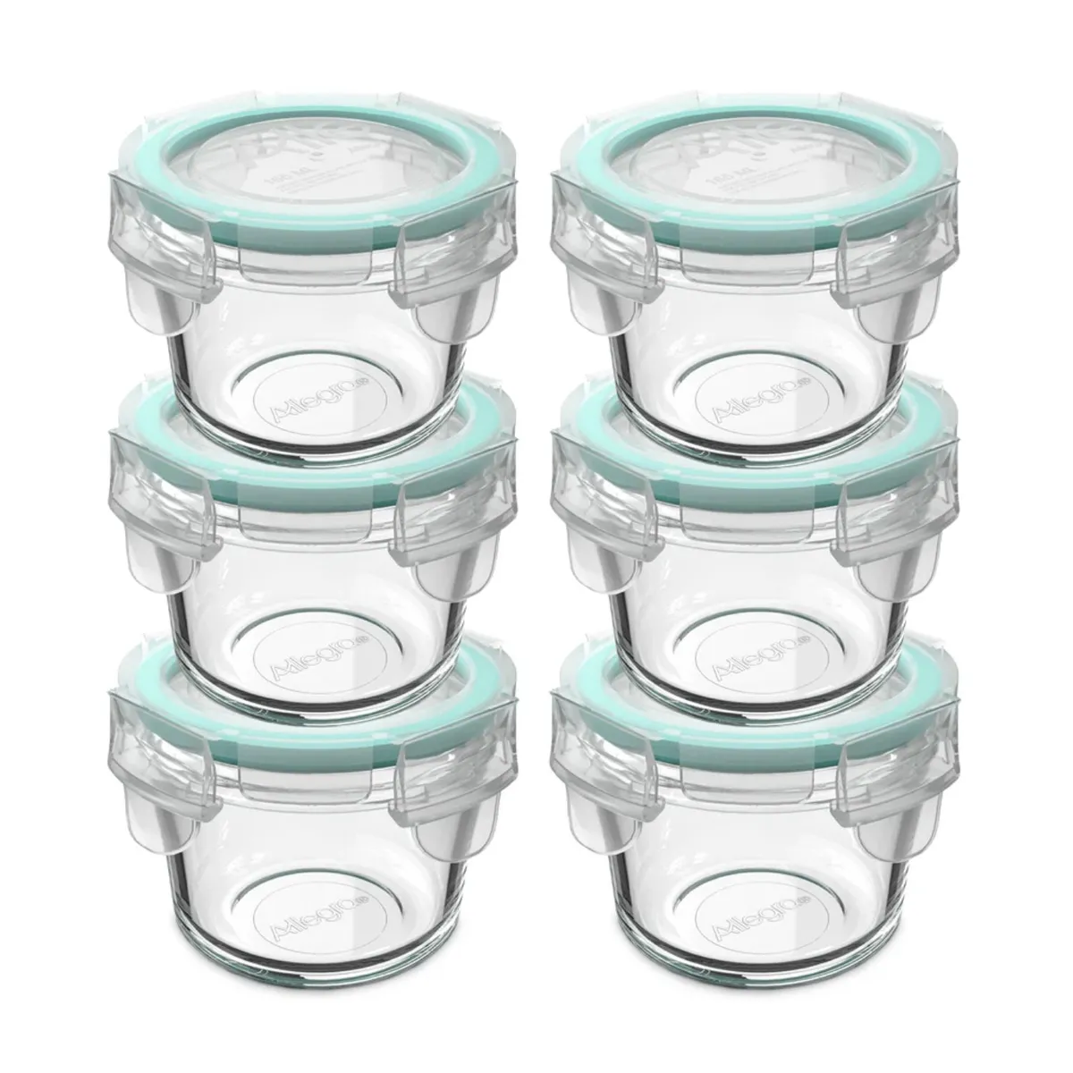 ALLEGRA - Set 6 Contenedores Hermeticos Allegra Vidrio 165mL Redondo