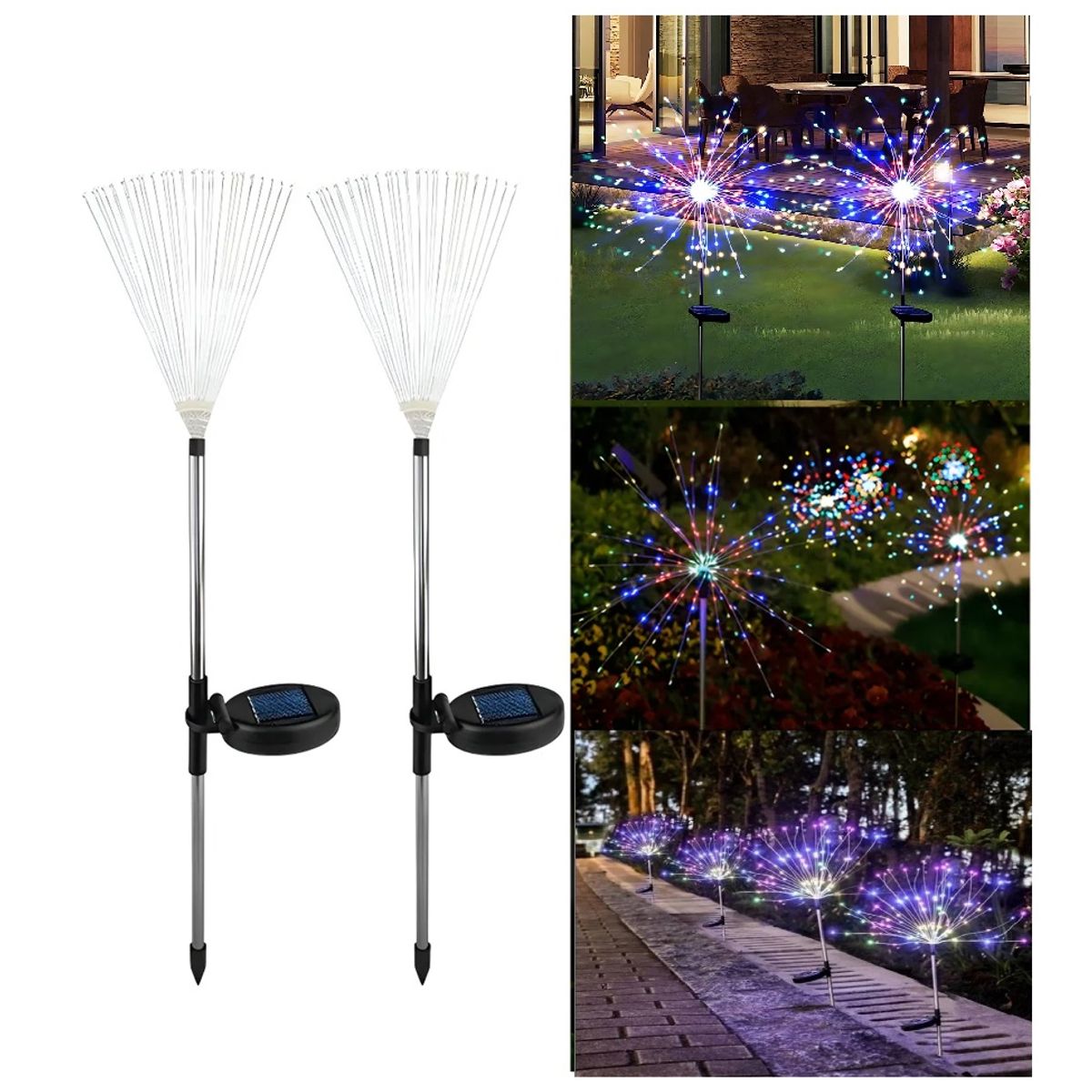 GENERICO - Pack X2 Luces Micro Led Artificial Solares Navidad Multicolor