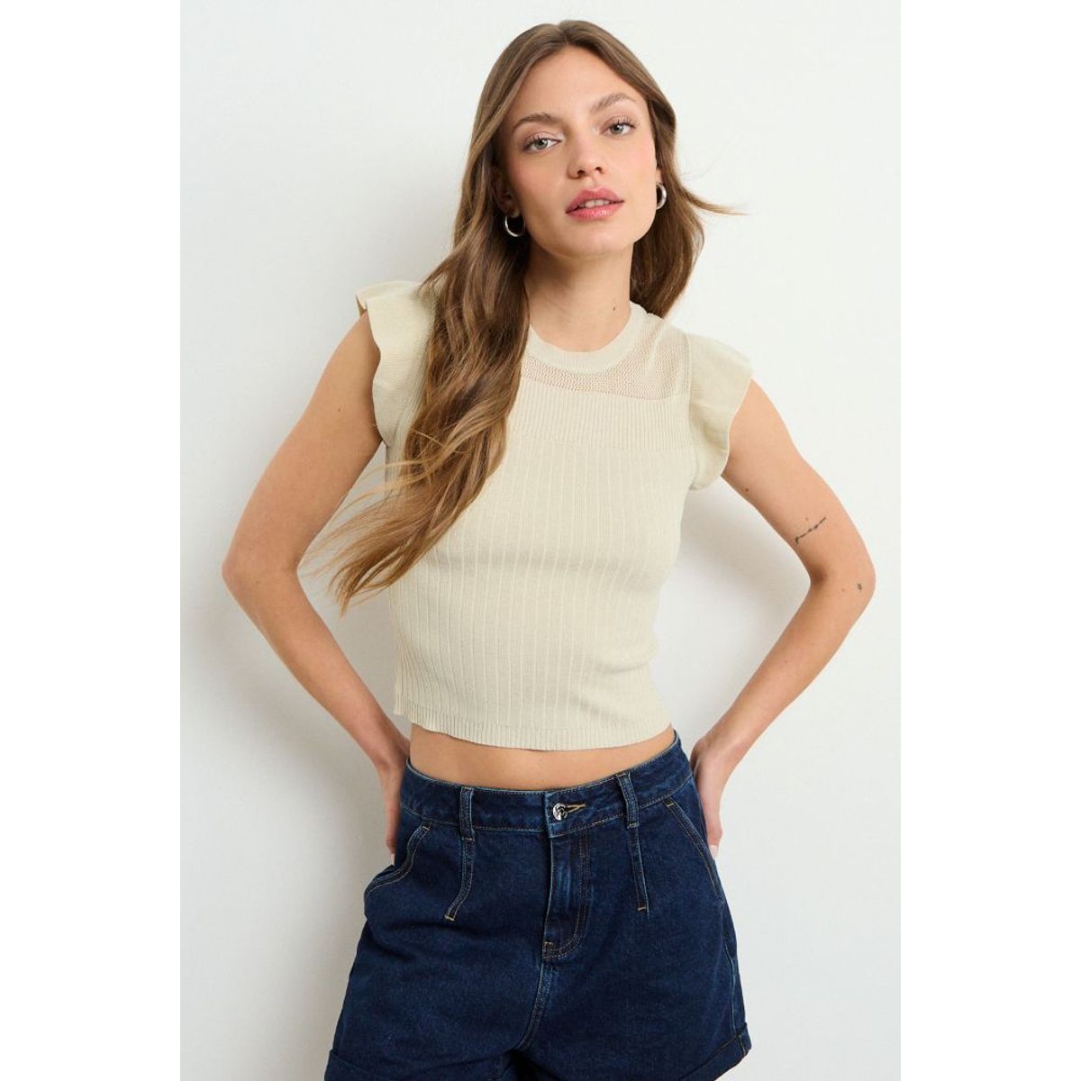 IO - Polera Tejida Mujer Crudo Io