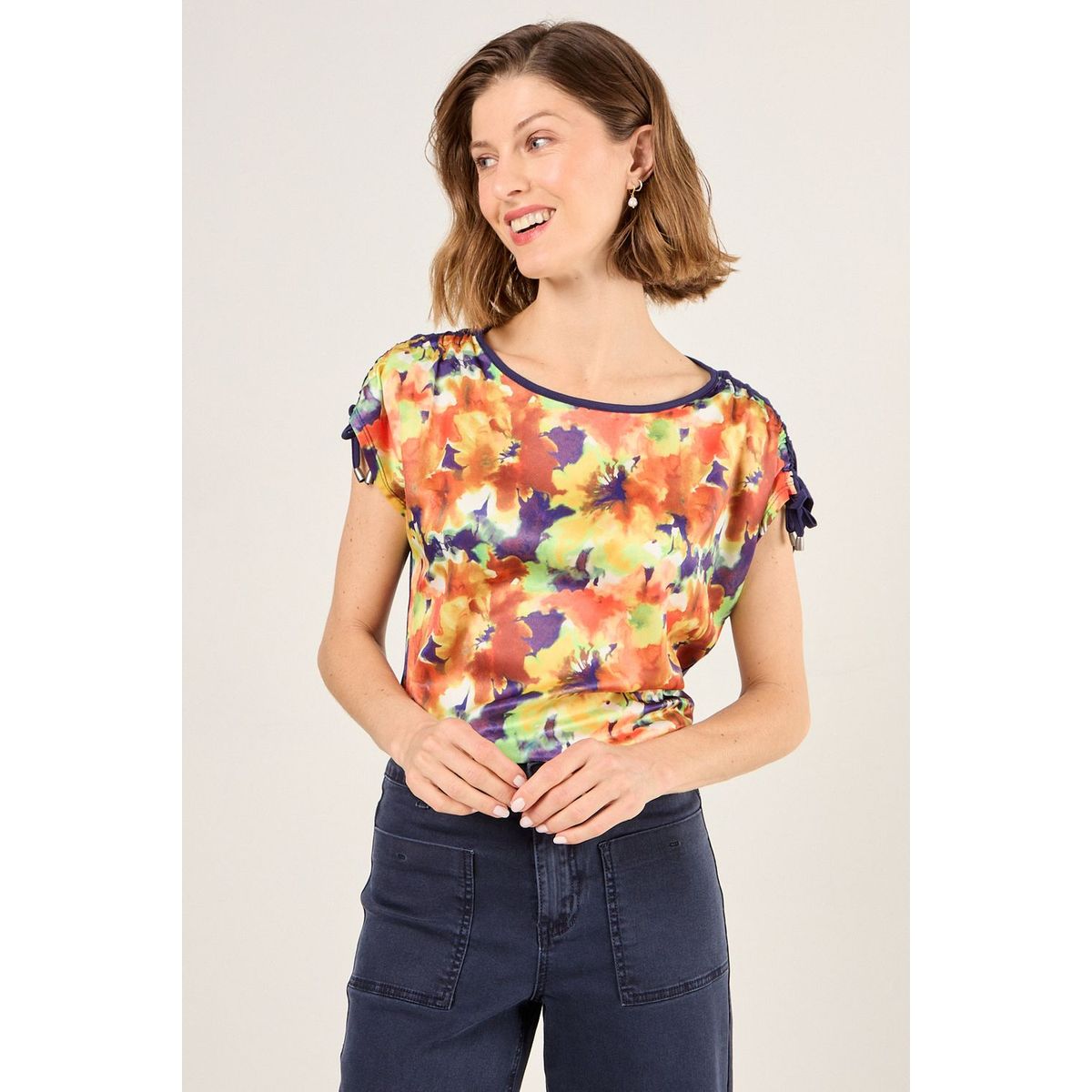 MA GRIFFE - Polera Manga Corta Mujer Azul Magriffe
