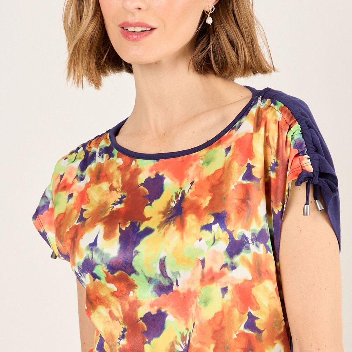 MA GRIFFE - Polera Manga Corta Mujer Azul Magriffe