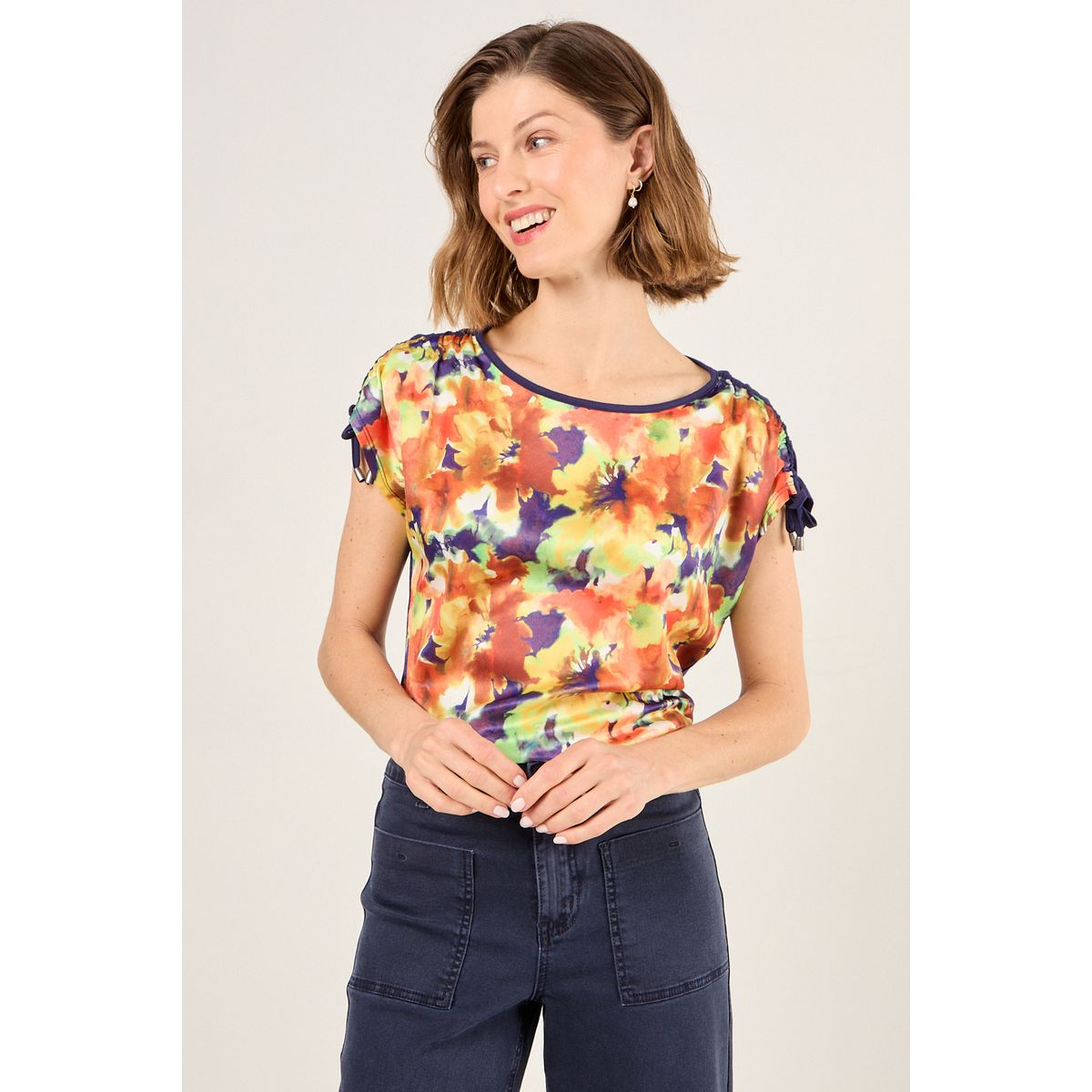 MA GRIFFE - Polera Manga Corta Mujer Azul Magriffe