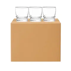 CRISTAR - Set 48 Vasos Madeira Rocks Bajos 304mL Menaje Cocina