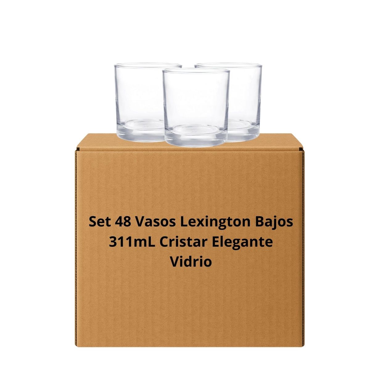 CRISTAR - Set 48 Vasos Lexington Bajos 311mL Cristar Elegante Vidrio
