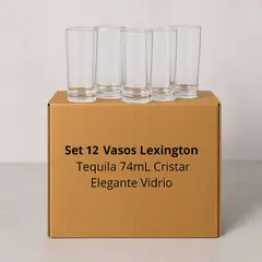 CRISTAR - Set 12 Vasos Trago Corto Lexington de 74mL Tequila Tragos