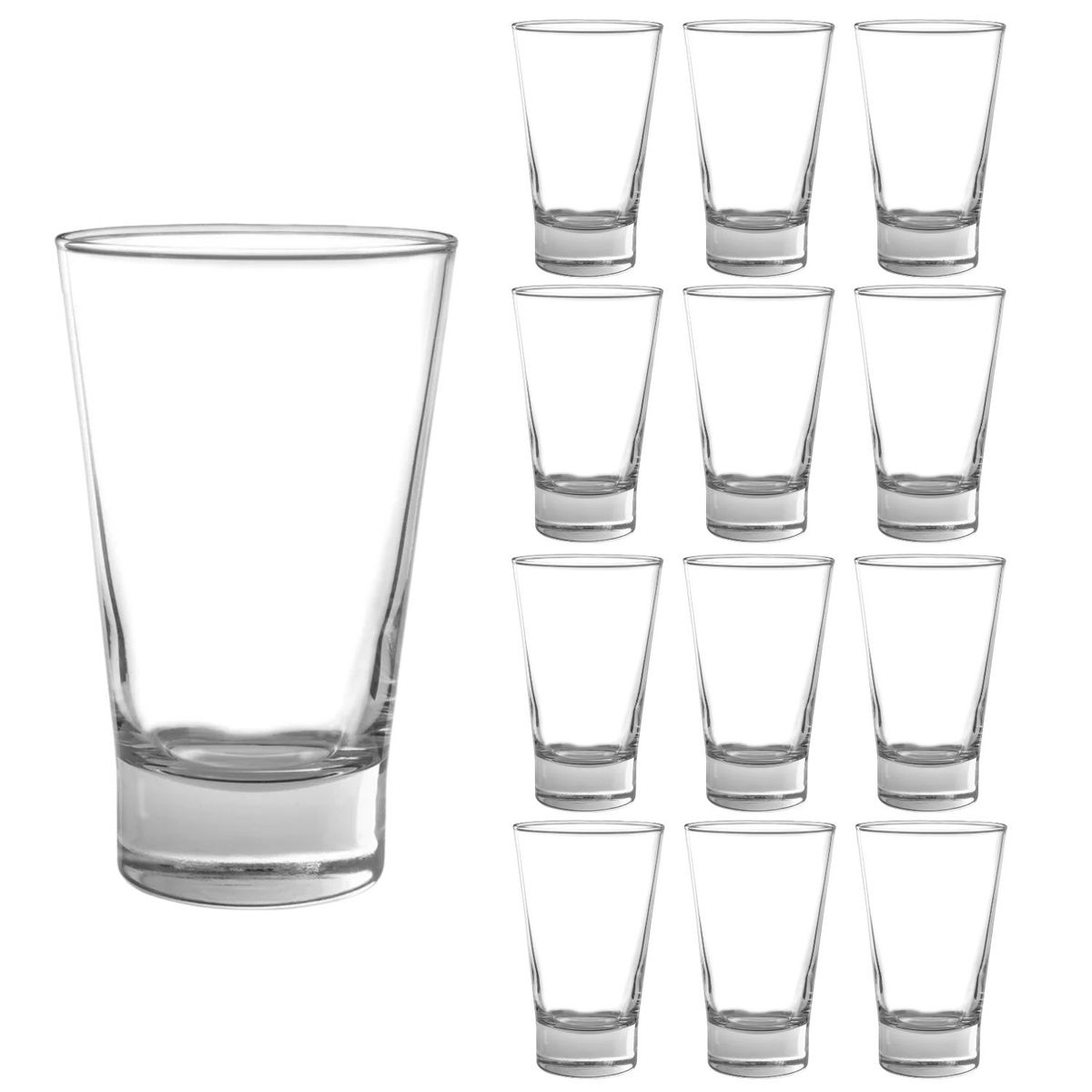 CRISTAR - Set 12 Vasos Altos De Vidrio 394mL Modelo London Jugo Agua