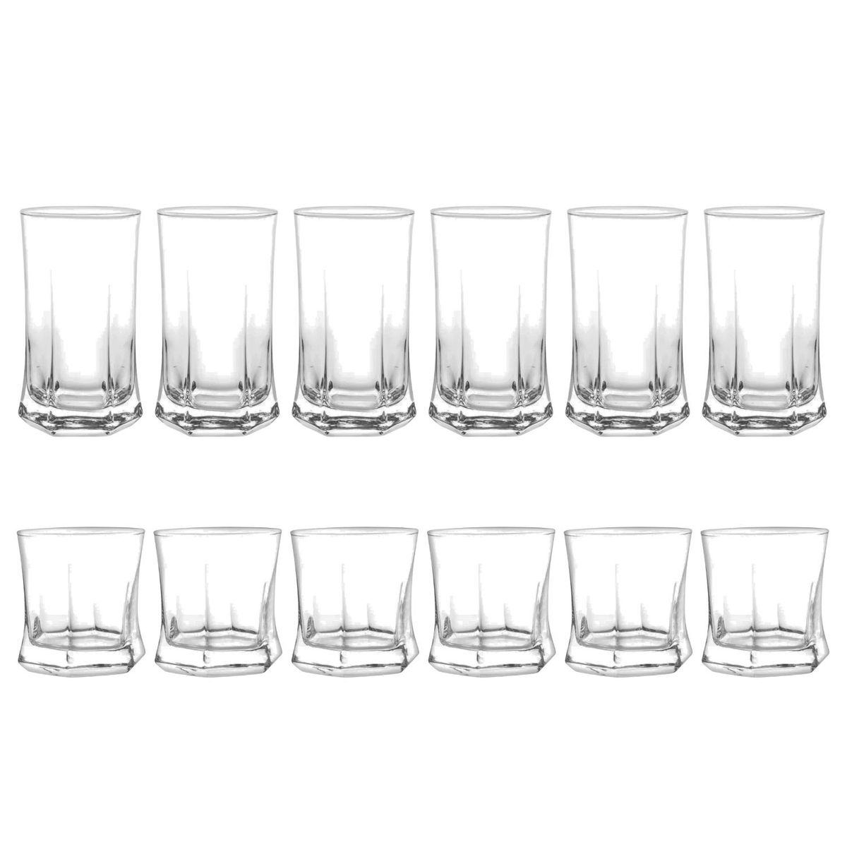 CRISTAR - Set De 12 Vasos Altos Y Cortos Vivaldi Cristar
