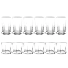 CRISTAR - Set De 12 Vasos Altos Y Cortos Vivaldi