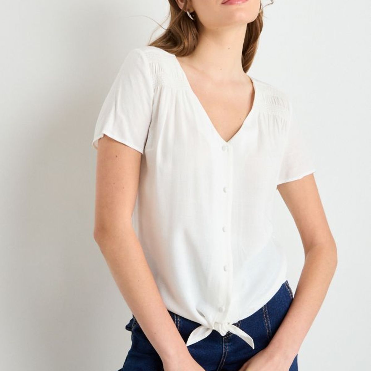 IO - Blusas Manga Corta Mujer Crudo Io