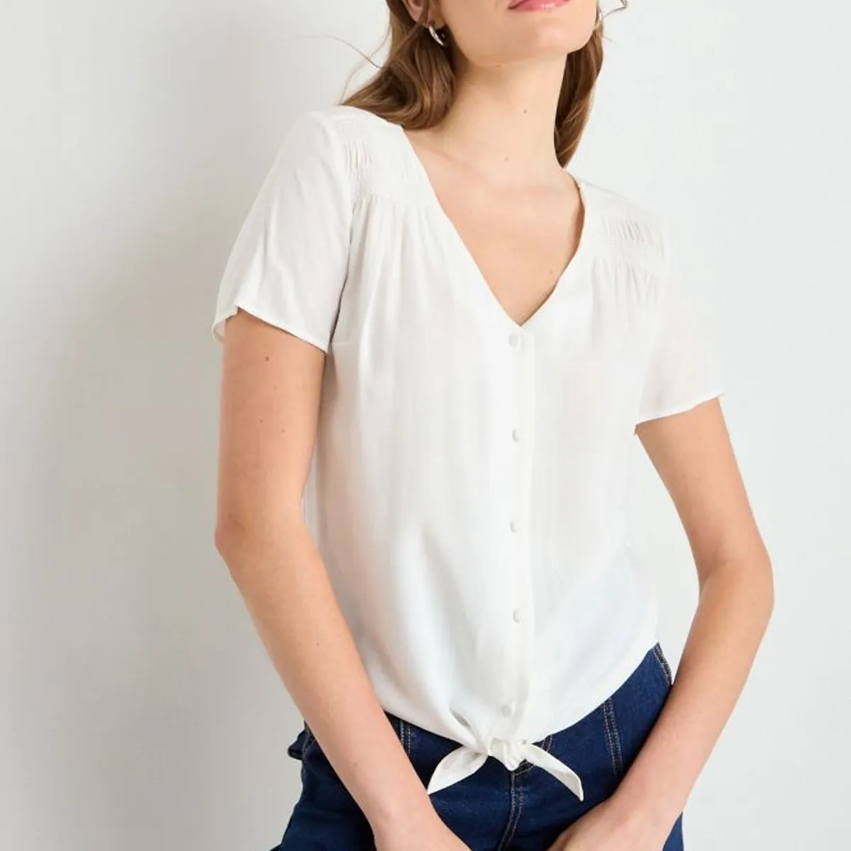 IO - Blusas Manga Corta Mujer Crudo Io