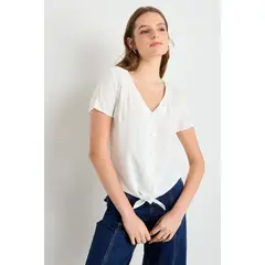 IO - Blusas Manga Corta Mujer Crudo