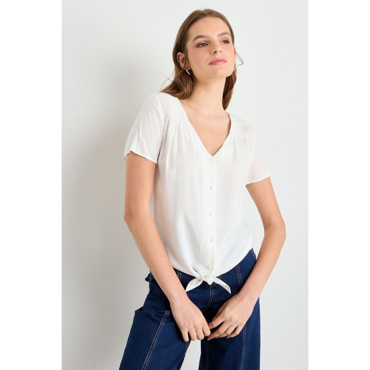 IO - Blusas Manga Corta Mujer Crudo Io